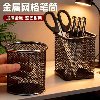 Grid Metal Pen Holder Large Capacity for Storing Pens, Stude