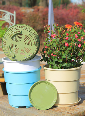 新款透气控根树脂花盆 北欧简约创意加厚塑料四季加仑盆源头厂家