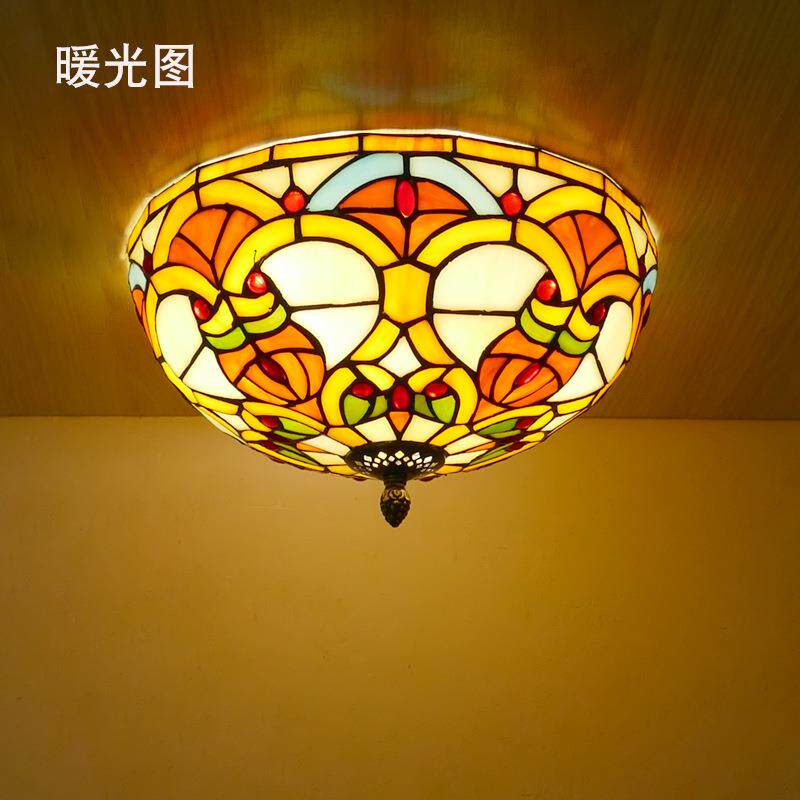 欧式田园玻璃蒂凡尼地中海吸顶灯门厅玄关过道走廊阳台卧室灯饰