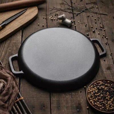 Cast Iron Cooking Pot Pan Dual Handles 30cm Kitchen Crepes