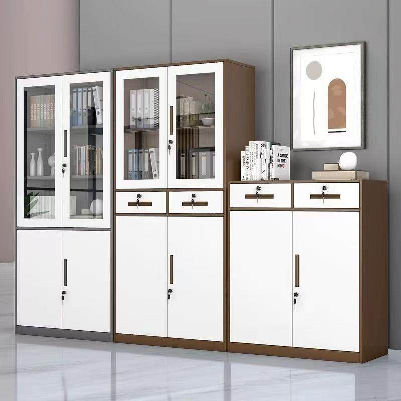 钢制窄边办公室文件柜书柜铁皮柜矮柜档案资料财务凭证带锁储物柜