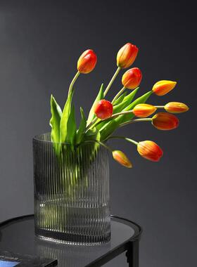 欧式仿真花摆件郁金香花束假花摆件客厅室内茶几桌面餐桌花艺摆设