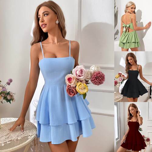 Women ’ s Backless Bow Tie Mini Dress 2026 Summer Sexy