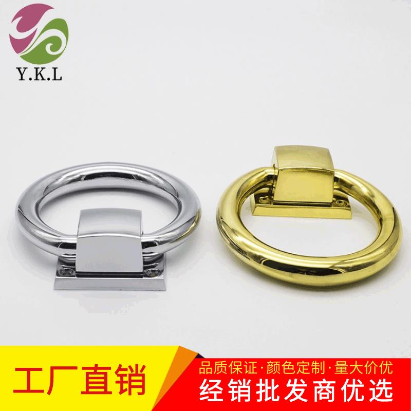 工厂直销中式大门拉手锌合金实心圆环金色镜光现代简约木门拉环
