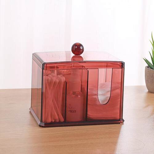 Cosmetic and jewelry cotton swab box, desktop transparent pl