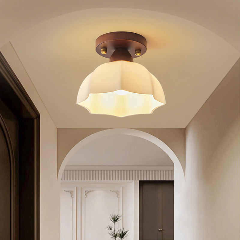 中古风过道灯走廊灯法式复古玄关吸顶灯简约阳台原木入户门厅灯具