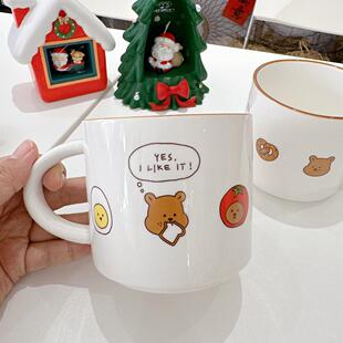 可爱韩式手把吐司盘 陶瓷制 多用途 6英寸 卡通图案 釉下彩工艺