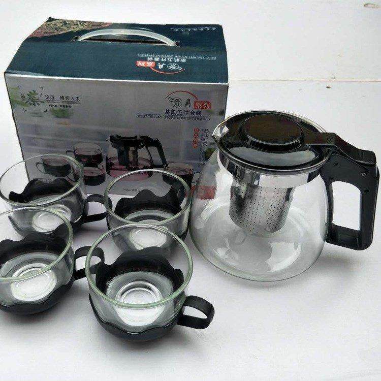 耐热玻璃泡茶壶 五件套功夫茶具一壶四杯水具公司礼品logoe