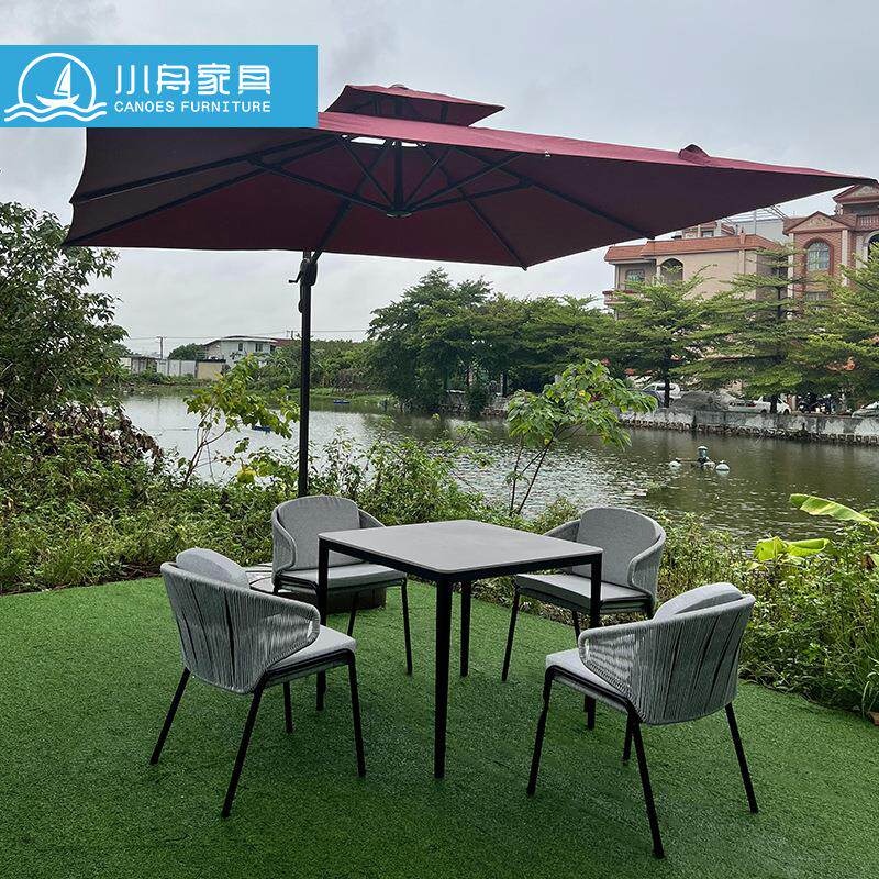 北欧户外天台餐桌椅别墅庭院阳光房酒店花园室外休闲绳编藤椅组合