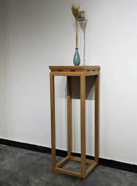 新中式禅意烫蜡老榆木花盆架实木花台展示架花架禅意实木家具