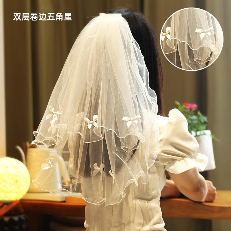 蝴蝶结头纱领证求婚拍照道具头纱