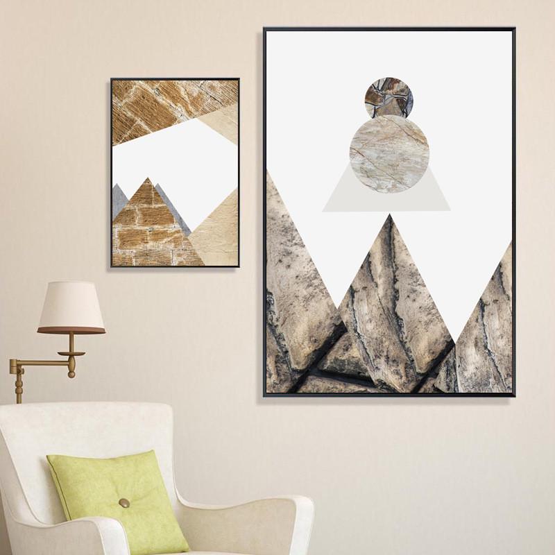 几何建筑抽象艺术装饰画油画客厅墙上挂画北欧风简约现代竖版壁画图片