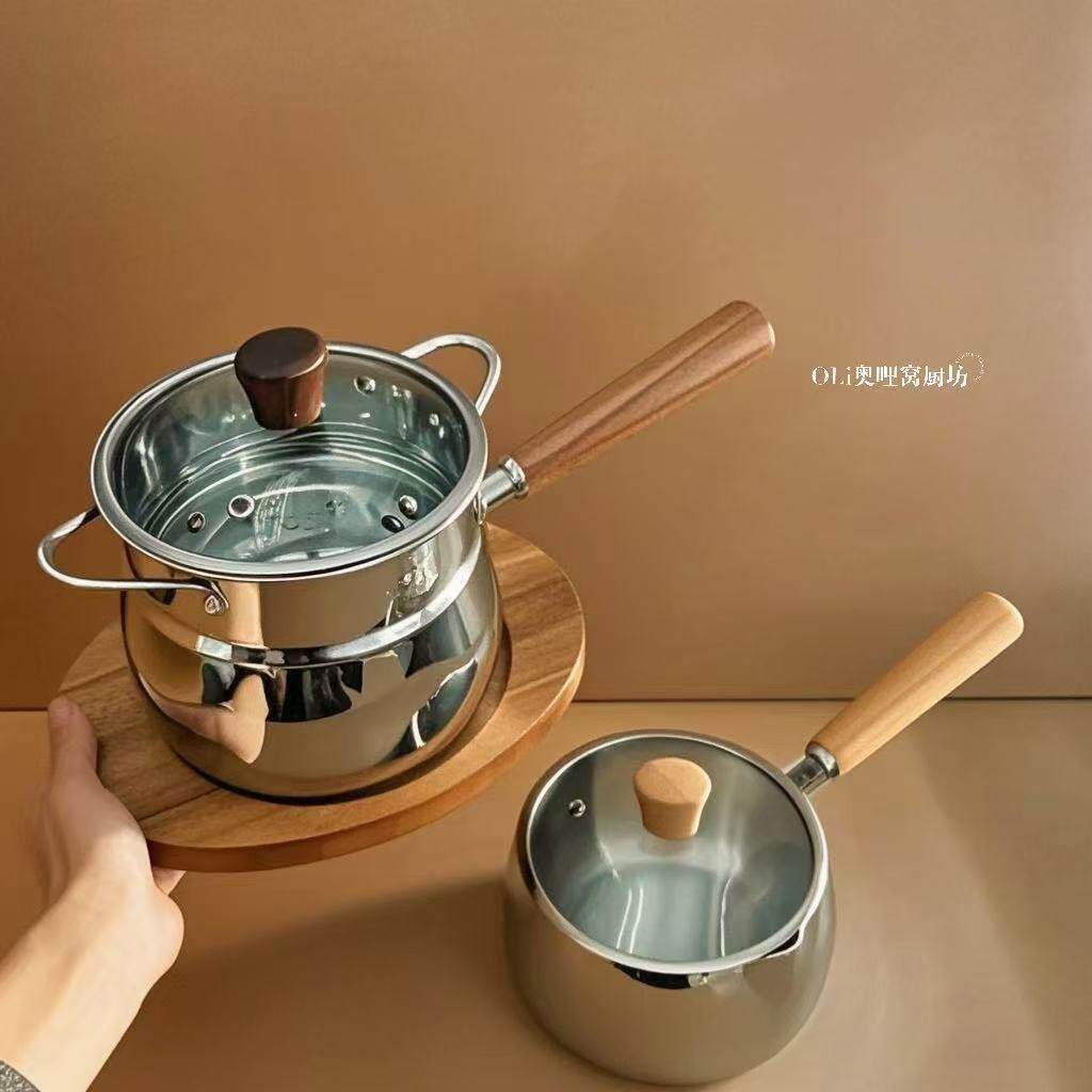 316L无涂层不锈钢锅宝宝副食品锅家用蒸锅一人食早餐热奶锅小汤锅