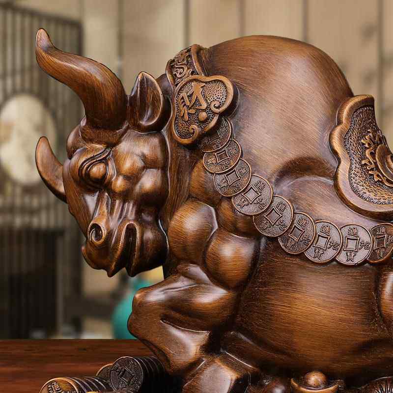 财势如虹牛件树脂工艺品家摆居装饰7134摆设生品肖牛大号创送意办