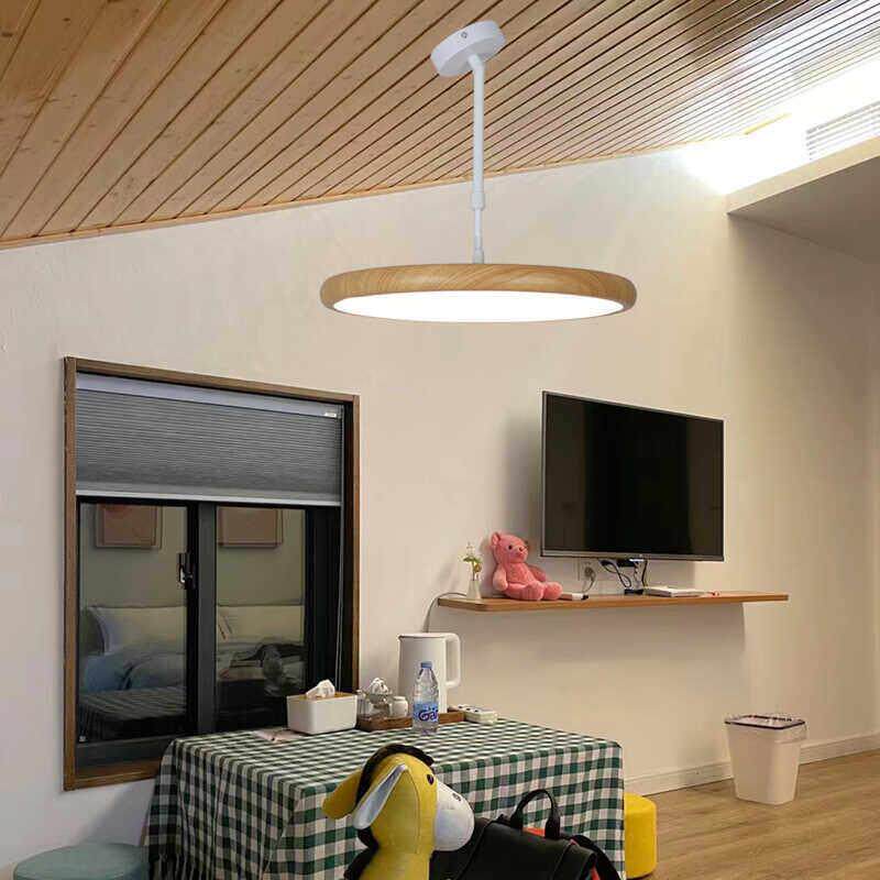 简单现代木纹风格斜坡顶部安装吊灯覆式阁楼楼梯间斜坡吊灯新的个