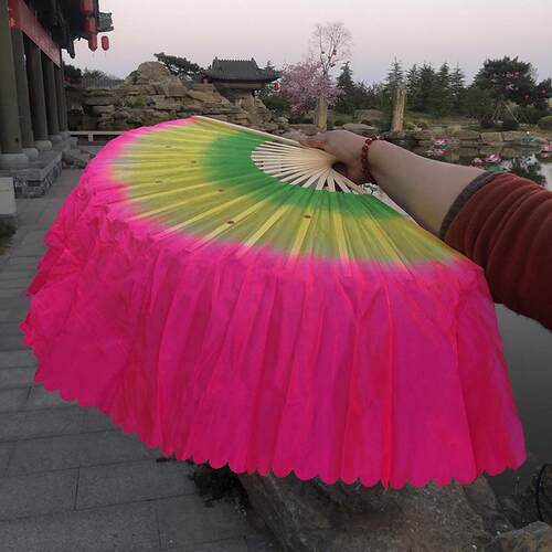 舞蹈秧歌扇旗袍走专用扇子儿童表演扇子汉服女国风绸扇太极扇