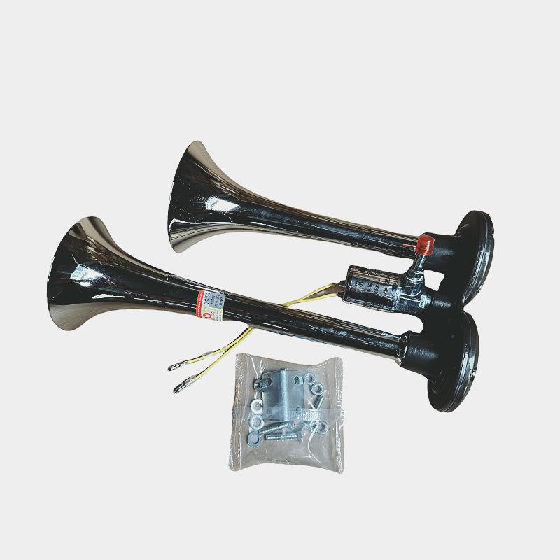 金笛正品货车气喇叭24V超响12v电控汽笛双管爆响鸣笛气喇叭DQL222