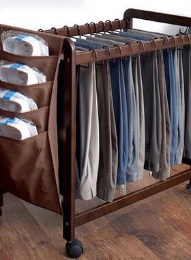 衣架矮款落地裤架小多功能移动子实木衣型间OTM带轮裤收纳架帽子