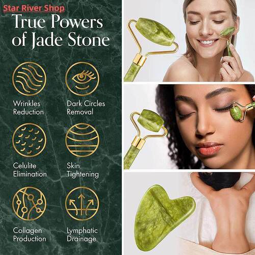 Face Massager Roller Gua sha Jade Store Scraper Roller massa
