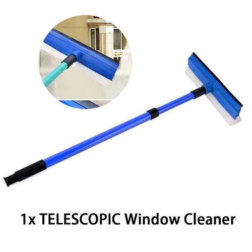 2 In 1 Telescopic Window Glass Cleaner Wiper Long Handle Spo