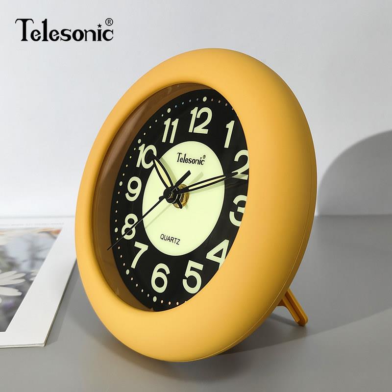 TELESONIC/天王星座钟现代静音夜光挂钟挂座两用时钟表创意桌面钟