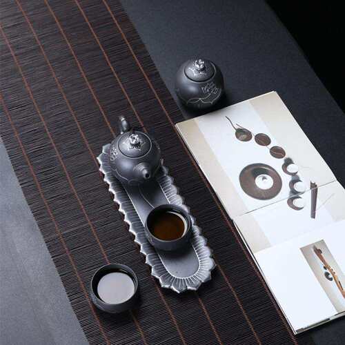 联纵 手绘粗陶描金莲花茶具户外旅行一壶二杯带茶盘套装