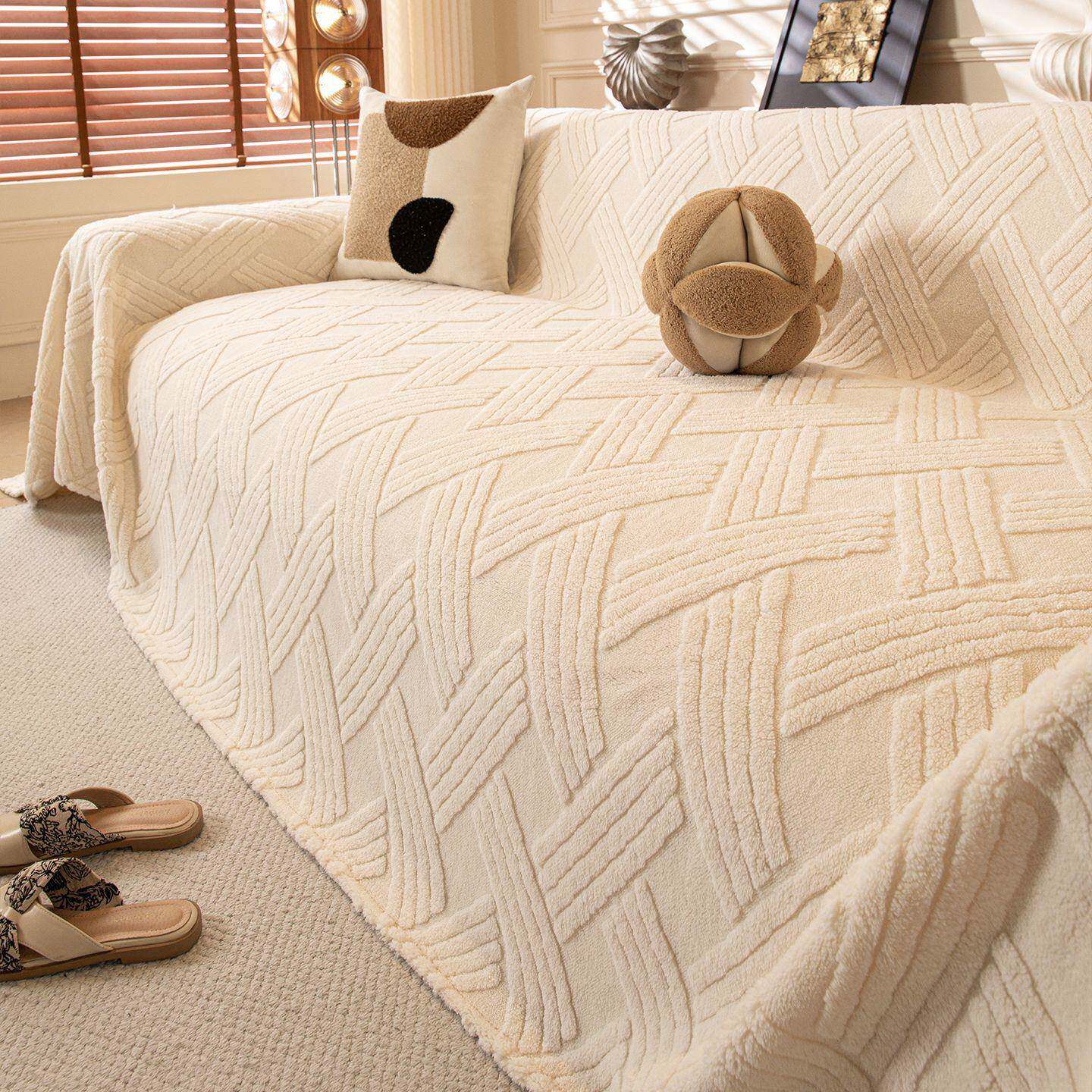 2025新款舒棉绒复古风沙发垫高克重加厚秋冬款一片式全盖沙发罩巾