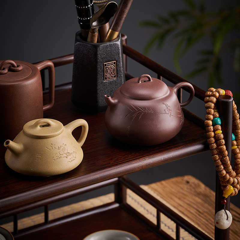 中式茶棚办公室博古架双层茶杯架子茶壶架茶台桌面茶具收纳置物架