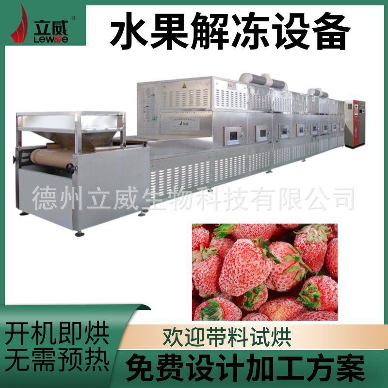 水果微波解冻设备 丹东草莓隧道式解冻机 冷冻水果快速解冻机