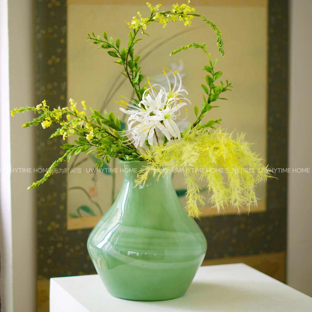 宋代美学绿云肌理中式轻奢花瓶摆件客厅插花复古琉璃餐桌高级感,家居饰品,花瓶,淘宝优惠券,粉丝福利购,淘宝优惠卷