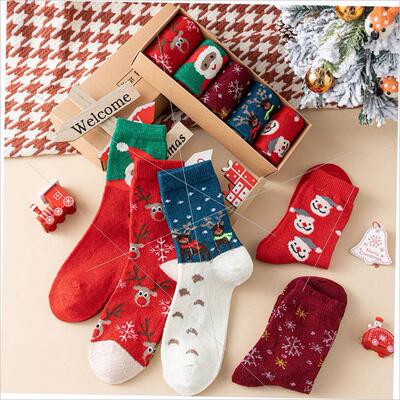 Christmas socks Warm wool socks medium tube elk socks