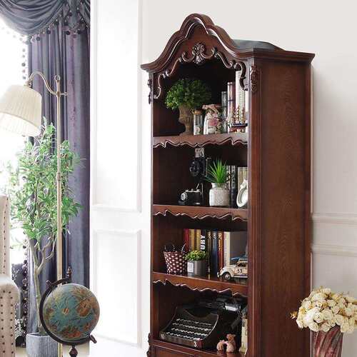 客厅书柜实木法式复古储物柜餐边柜酒柜拱形丹麦柜中古柜美式现货