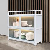 厨房置物架多层落地多功能储物柜子带门家用碗柜放碗碟锅具收昌震