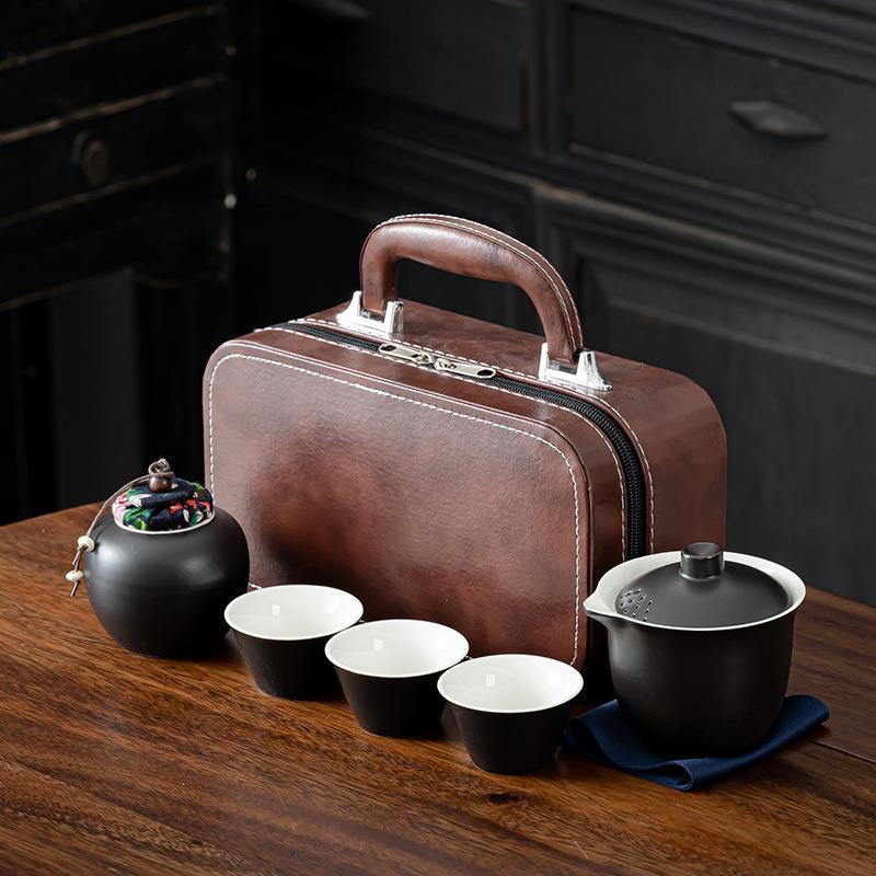 户外旅行功夫茶具便携式快客杯盖碗茶杯套装家用简约商务活动礼品