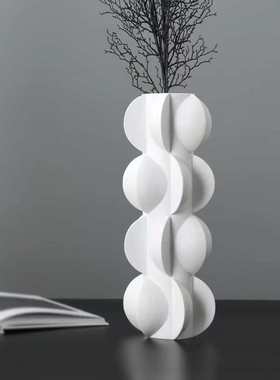 现代简约欧圆柱错位几何造型树脂花插花器摆件样板房软装饰品摆件