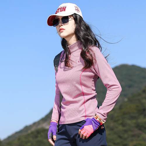 户外速干衣女长袖T恤吸汗透气防紫外线拼色弹力修身登山徒步秋季