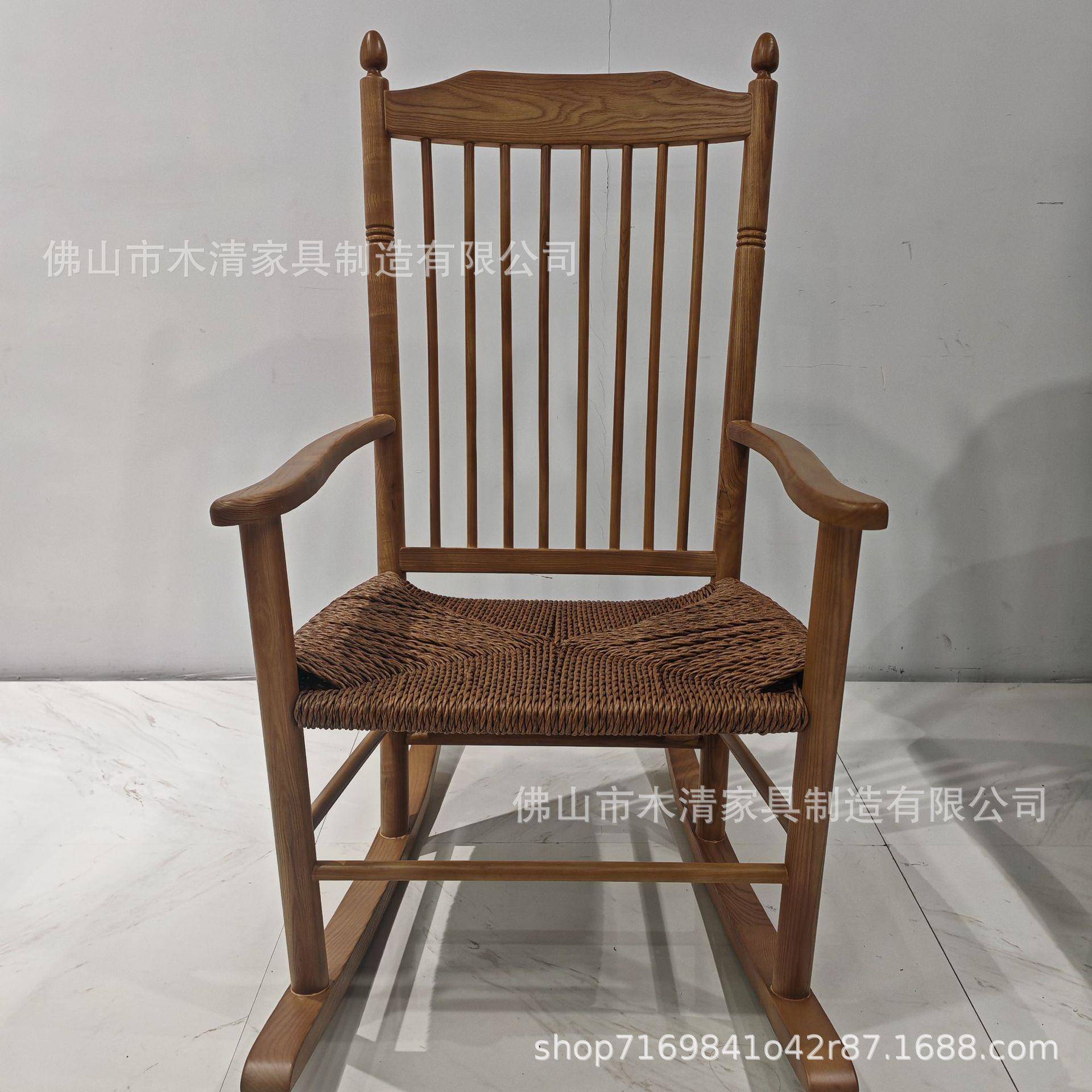 印尼摇椅实木休闲家用阳台马洛夫躺椅藤编懒人复古沙发摇椅子