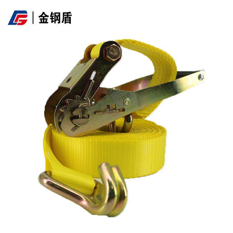 货车捆绑器吨黄色棘轮拉紧器双钩涤纶捆绑带集装箱货车紧绳器