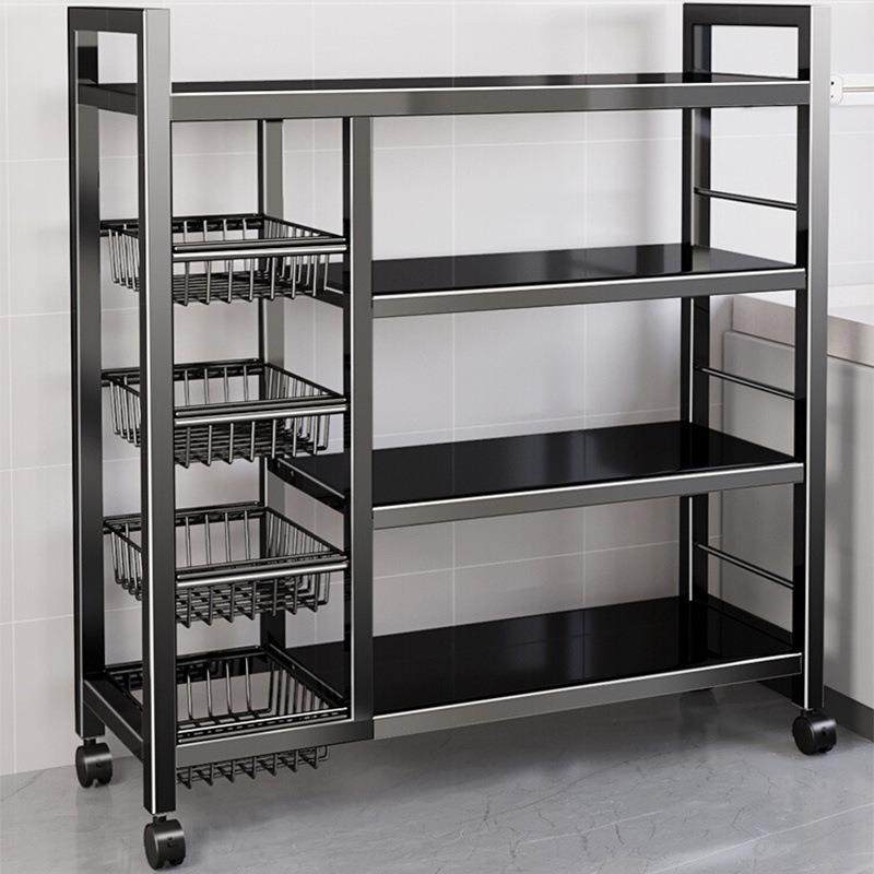 厨房置物架菜篮子落地多层微波炉收纳架子可移动多功能蔬菜储物架