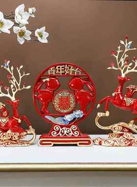 新婚结婚礼物送新人闺蜜新娘福鹿摆件家居装饰品订婚礼品高档实用