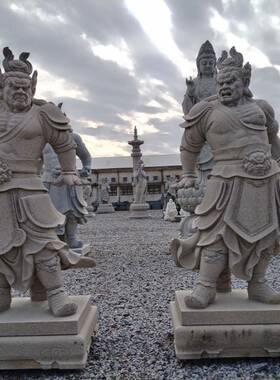 大理石哼哈二将佛像景区寺庙护法门神门口摆件金刚神像