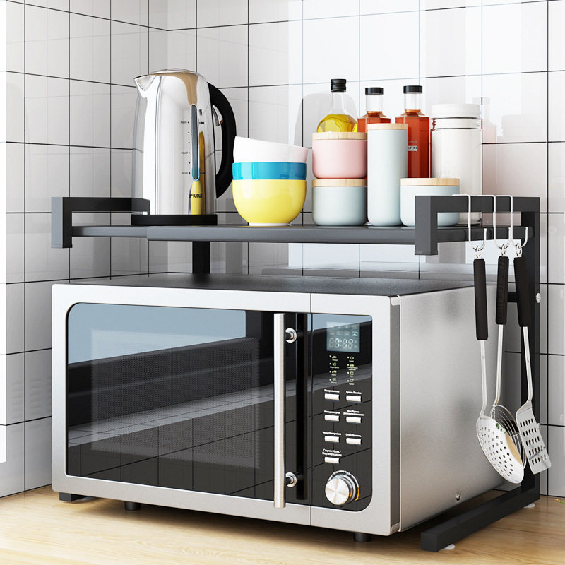 304厨房置物架多功能一层微波炉架桌面双单层收纳架不锈钢台面1