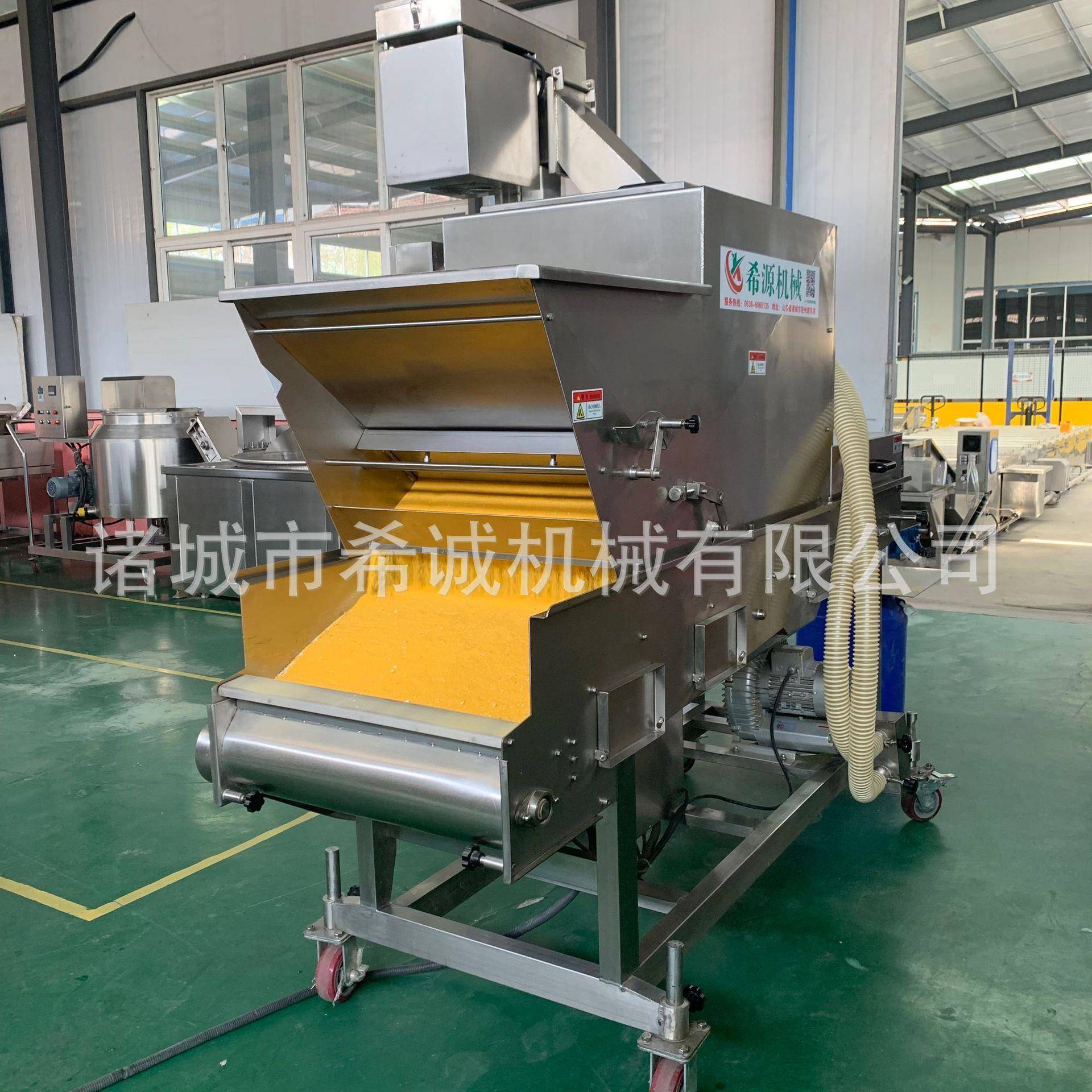 红糖糍粑上糠机连续式无骨鸡柳上屑机不锈钢材质希诚裹糠设备