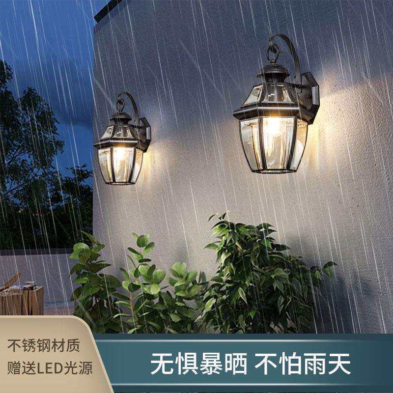 户外室外壁灯不锈钢防水别墅庭院大门灯阳台照明家用黑色墙灯新款