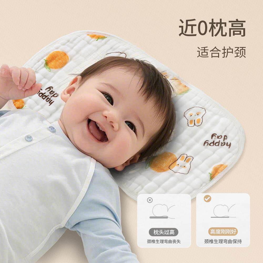 新款直销新生婴儿12层纯棉枕巾云片枕头宝宝纱布平枕防吐奶吸汗透
