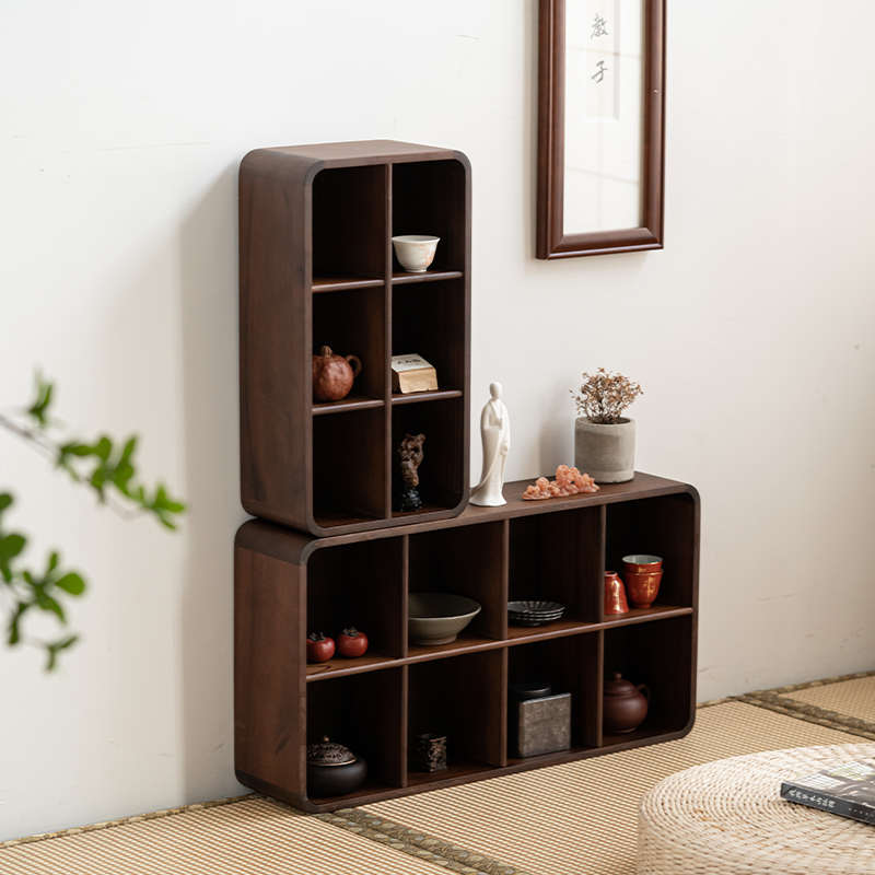 胡桃木多宝格置物架功夫茶具架子家用桌面博古架茶杯展示架茶摆件