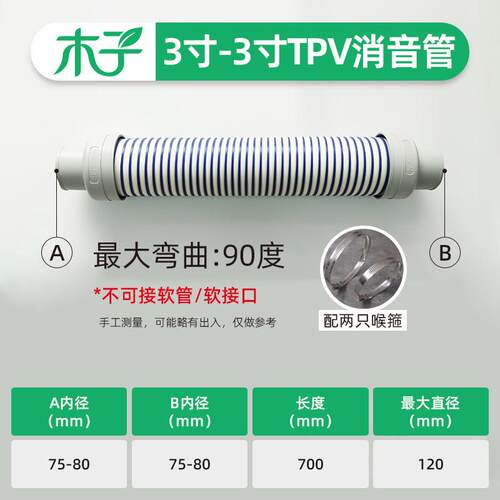 新风系统消音管风机管道静音降噪新风机消音软管TPV柔性可弯曲