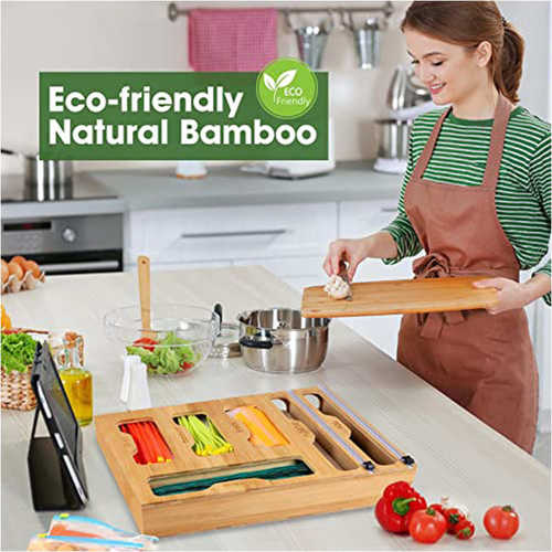 定制木制收纳盒自封袋保鲜膜整理盒厨房家用锡箔纸保鲜膜切割器盒