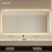 轻奢洗脸盆上面镜子墙挂式 智能方形卫生间台盆除雾带led灯浴室镜