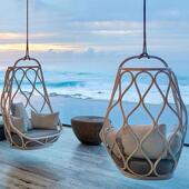 户外花园秋千酒千店庭民宿绳编吊椅防水防晒网22 11红秋吊阳台